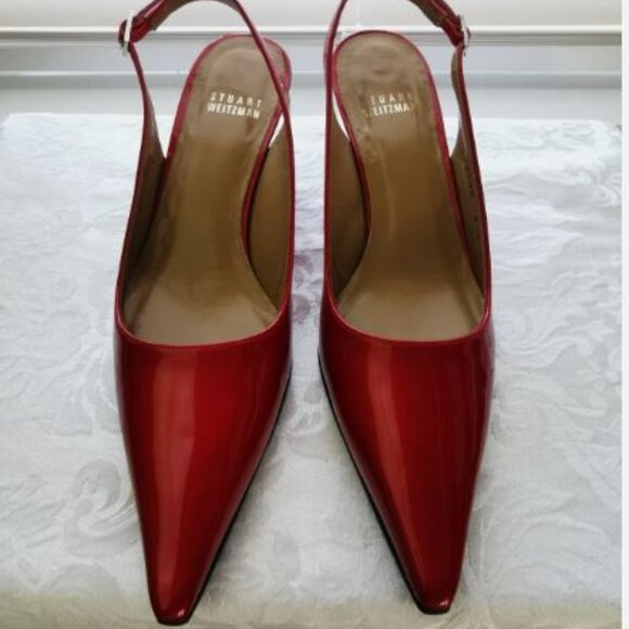 Fabulous "Lipstick Red" Stuart Weitzman wedge pump shoes 6.5 - Picture 1 of 11